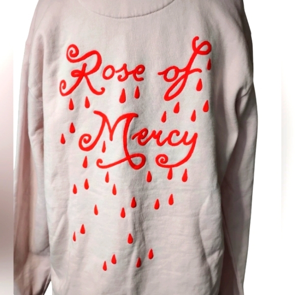 Rose Of Mercy | Pink Crew Neck Sweatshirt with Wolf Design | Size Medium - Picture 5 of 10
